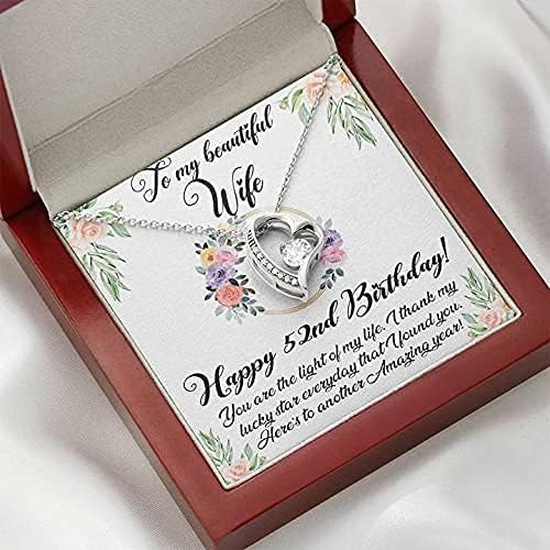 Nakit za poruke, ručno izrađena ogrlica - sretna ogrlica od 52. rođendana za suprugu, zauvijek vole ogrlica 52. rođendan za žene, do moje prelijepe supruge 52 godine XX176FL33