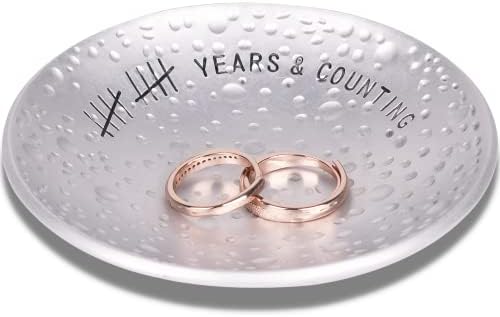 Purerejuva 10. godišnjički limeni pokloni - 4 u, ugravirani, aluminijski vjenčani držač prstena i poklon
