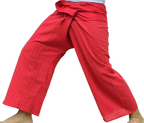 Ribarske pantalone podebljane crvene tajlandske prugaste vlakne Yoga veličine xl