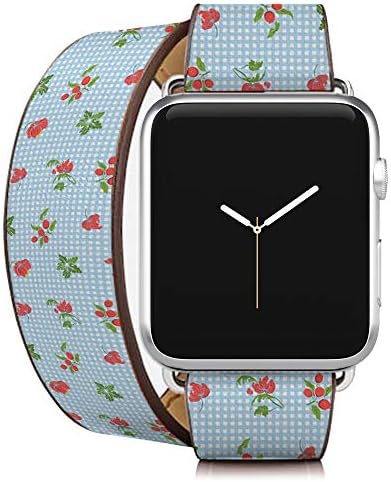 Kompatibilan sa Apple Watch serijom 1,2,3,4 - dvostruka turneja narukvica za narukvicu za narukvicu Smart Watch Band Zamjena - Vintage vezeno cvijeće