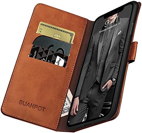 Suanpot za iPhone XS max 6,5 s RFID kožnom kožom Nosilac kreditne kartice, Flip Folio Rezerviraj telefon