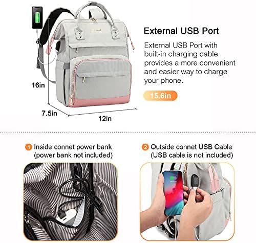 LOVEVOOK laptop ruksak za žene modni radni ruksak torbica 15,6 inčni putni ruksak velikog kapaciteta torba za medicinske sestre sa USB portom