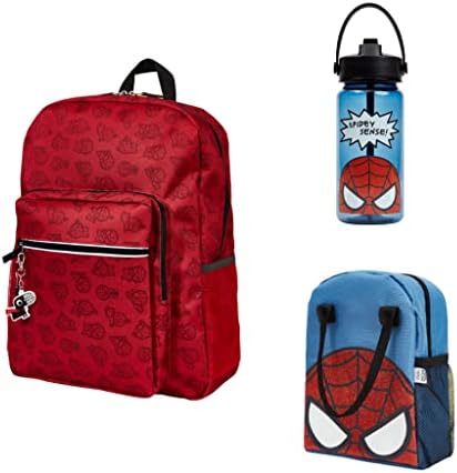Yoobi X Marvel Spider-Man Bundle - uključuje marvel backpad i bager za ručak za dječake i djevojke + 20oz boce vode - ruksak za djecu sa podstavljenim mrežama za vodu i dječje perilica rublja