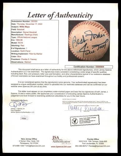 Willie Mays Autografijeni službeni feeney NL bejzbol San Francisco divovi Najbolje želje Vintage potpis JSA # XX60904 - AUTOGREM BASEBALLS