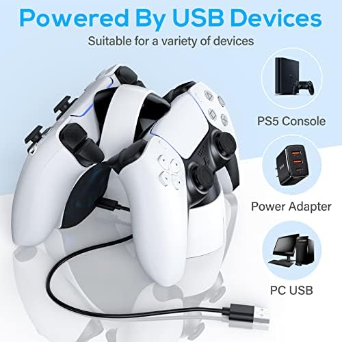Stanica za punjenje PS5 kontrolera, PS5 stanica za brzo punjenje, nadograđeno postolje za punjenje dvostrukog kontrolera kompatibilno sa Playstation 5, zamjena PS 5 priključne stanice za Dualsense stanicu za punjenje