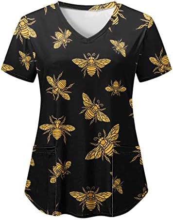 Ženska Tee 2023 nova zaštitna odeća ženska prolećna džepna majica sa V izrezom sa kratkim rukavima za žene