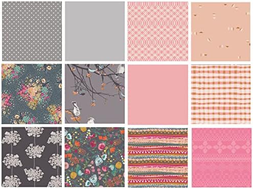 Boho Floral Fabrics for Quilting / modern Quilting Fabric Bundle with Flowers / Emmy Grace by Bari J. / Pink and Grey Fat Quarters | Half Yard Bundle | Art Gallery Fabrics