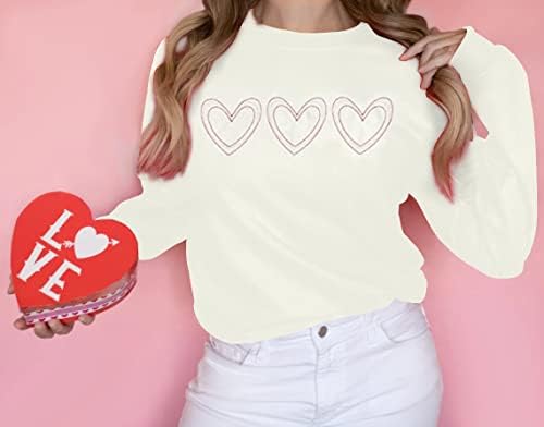 Jinting Love Heart Dukserirt za žene Love Oblik tiskani Valentinovo košulje za košulje posade Jednostavan