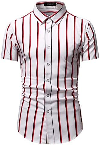 XXBR Vintage majice za muškarce Striped Havajska majica s kratkim rukavima na majici Down majica opušteno-fit