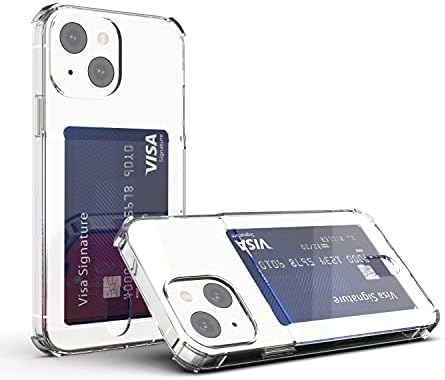 Anhong za iPhone 14 6,1 inča Clear Clear Card CASS, tanak spoznaka tanka zaštitna futrola od lanaca TPU sa držačem kartice
