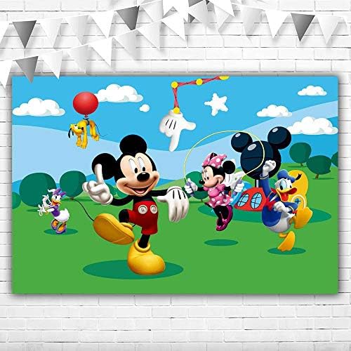Mickey Mouse Clubhouse Happy Rođendan Backdrop 5x3ft Micky i njegove prijatelje pozabarenja za sliku Vinil Mickey Mouse Clubhouse Plasteri za dečake Ukrasi sobe
