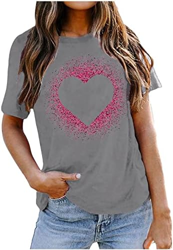Žene Vole srce Grafički majica Majica kratkih rukava Thirs Chirts Regularna fit tunika Bluza Slatka smiješna poklona 2023
