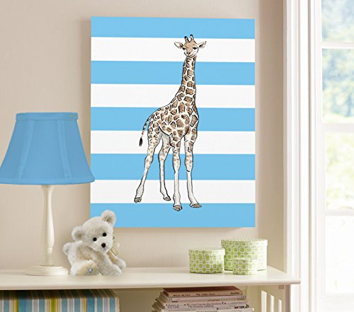 Moderni rastegnuti platno Giraffe dekor visa - divno i jedinstveni prugasti životinjski safari zidni umjetnički dizajn - pamtljiva ideja za poklone za bebe - Drvena konstrukcija okvira - spremna za vješanje 20x24