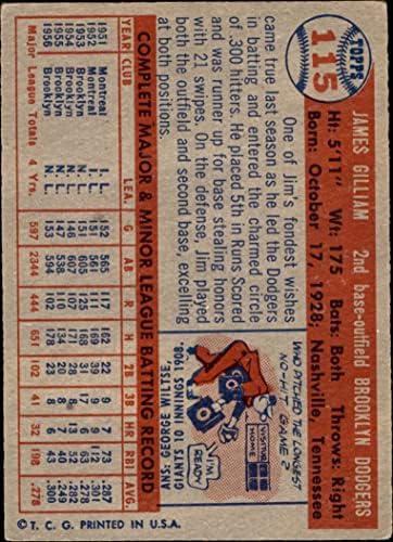 1957.Podmovi # 115 Jim Gilliam Brooklyn Dodgers VG Dodgers