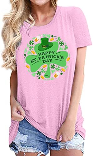 Funny Dnevna majica St Patrick za žene Shamrock Irska Crewneck Ljetna casual majica Grafička bluza s kratkim rukavima