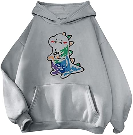 Duksevi za žene Teen Girls Casual Graphic Print dugih rukava Džepne pulover Džepne duksere Jumper vrhovi