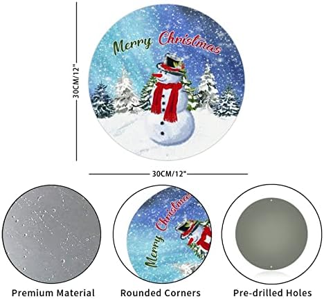Sretan božićni zimski snjegović vintage okrugli metalni znak metal umjetnički otisci potpisuju plak zahrđali