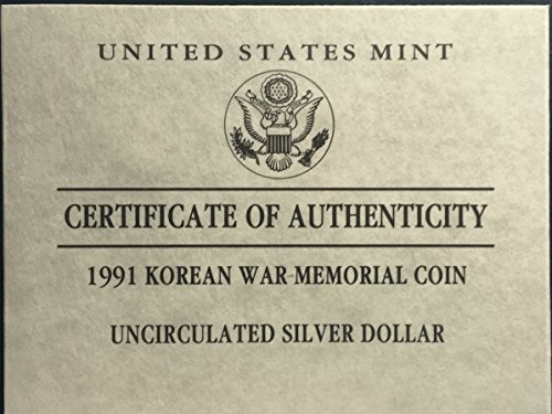 1991. D Korean ratni memorijalni novčić dolazi u kutiji od američkog kovčanog dolara dokaz o nama