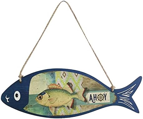 Ljetna drvena riba Dobrodošli znak Nautički zid umjetničko dekor viseći vintage riblje ornament potpis Dekor