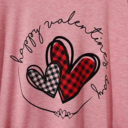 Kekemi Žene Sretan duks za Valentinovo plaćeni grafički majica srca Ležerne prilike pulover s dugim rukavima