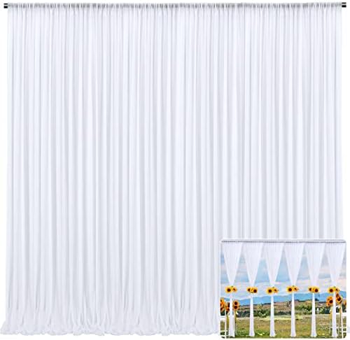 30ft×10ft Bijela šifonska pozadina zavjesa za vjenčanje 6 Ploče 5×10ft Sheer Glimmer Bijela šifonska pozadina