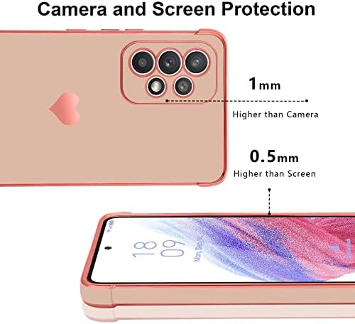 Urarssa za Samsung A53 5g Kućište Slatko Bling Plativ Ljubav Srca Dizajn za žene Djevojke Potpuna zaštita kamere Poklopac meki TPU silikonski udarni zaštitni telefoni za Samsung Galaxy A53 5g - Pink