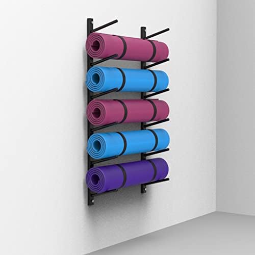 ViolaDresses držač prostirke za jogu za teretanu stalak za jogu zidni nosač, 6-slojni crni sportski pribor