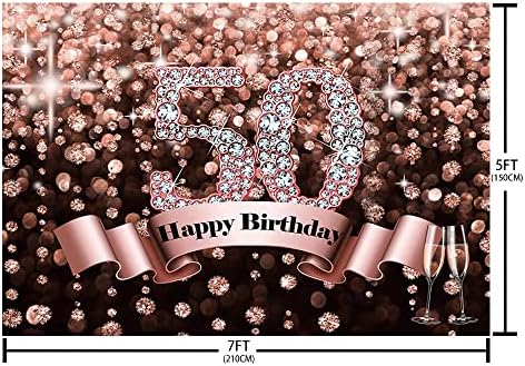 AIBIIN 7x5ft Happy 50th Birthday Party Backdrop Glitter Rose Gold fotografija pozadina za ženu Fabulous