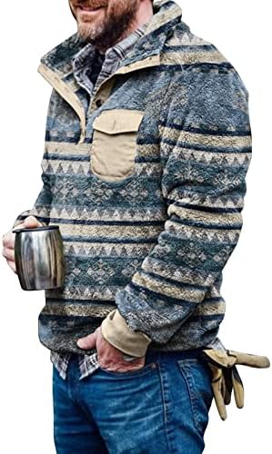 XZHDD AZTEC Pluvover za mens, tromjesečje zatvarač Fuzzy Sherpa pulover dukseri tople zimske gorske odjeće Plus size suncokretov ispisan tenk Tunic Pismo mama