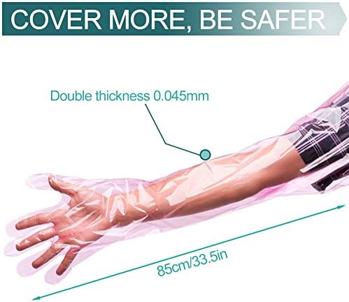 EaseCare 50Pcs Veterinarska oplodnja rektalne duge rukavice za jednokratnu upotrebu Plastična puna ruka