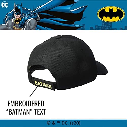 Concept One DC Comics Batman Bejzbol šešir, vezena kapa Podesiva logotipom sa zakrivljenim obodom, Crna,