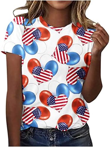 Ženske tiskane majice Dan neovisnosti Ljeto Američki zastava vrhovi labavi bluza s kratkim rukavima