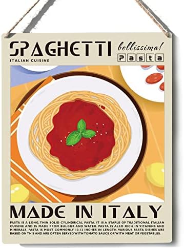 Smiješna kuhinja Decor Decor Spaghetti Drveni znakovni znak Viseća izložbi za prehrambenu hranu Ispiši umjetnička