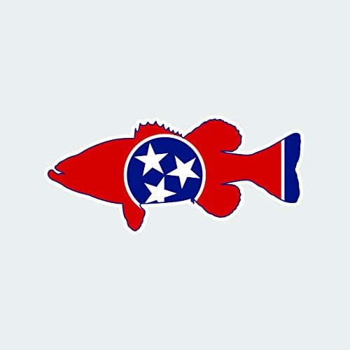 Tennessee Državna zastava Bass naljepnica naljepnica za samopouzdanje Fa Graphix Largemouth Sportski ribolov Fish Tn