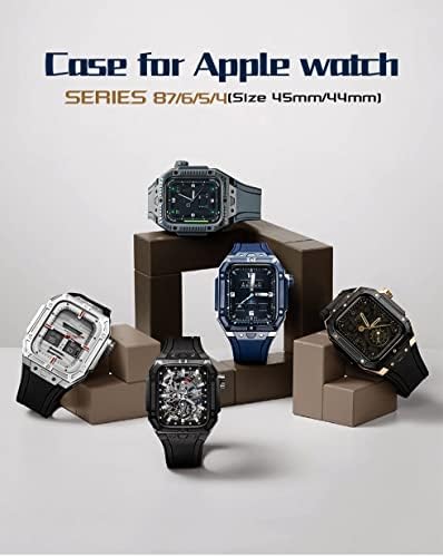WSCEBCK luksuzni modifikacijski komplet za Apple Watch Strap 45mm aluminijska metalna futrola gumene narukvice mod komplet DIY za IWatch serije 8 7 serije sa alatom