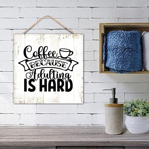 Motivacijski citat Wood znak Biblijski stih kafa kava jer je odrasla država zid viseće drvene ploče za trijem