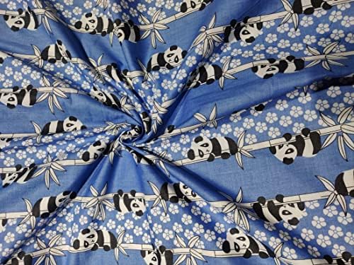 Pamuk POPLIN slatka Panda plavi Print 58 širok pored dvorišta