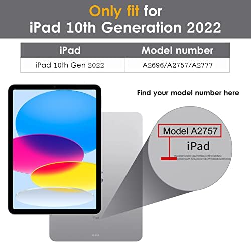DTTO iPad 10. generacijski slučaj 10,9 inča 2022, vrhunska kožna poslovna folija postolje siva sa olovkom