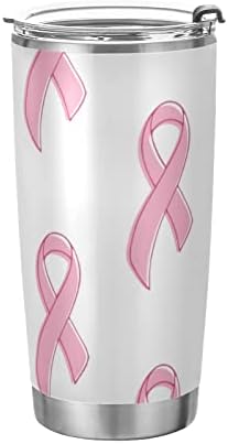 20oz boca za tumblera sa poklopcem i slamkom ružičastim svjesnošću vrpca uzoljen izolirana čaša od polica