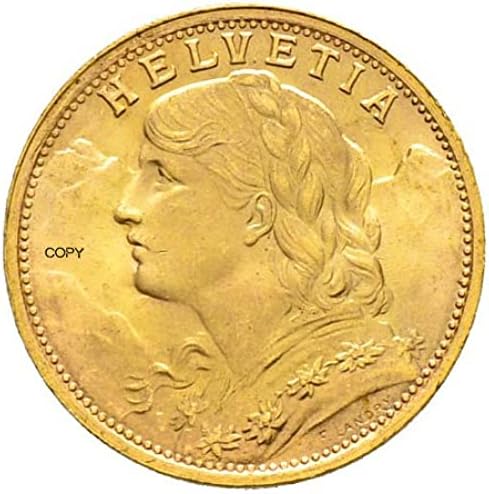 Švicarska Konfederacija zlata 20 franaka 1935 lb mesingani metalni kopriv