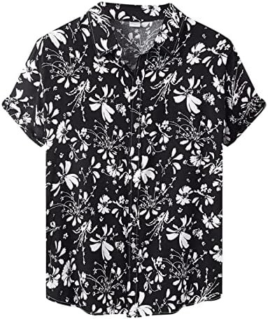 Wybaxz božićne jakne za muške muške ležerne modne majice na vrhu Havaii cvijeće tiskane labave majice kratki rukav