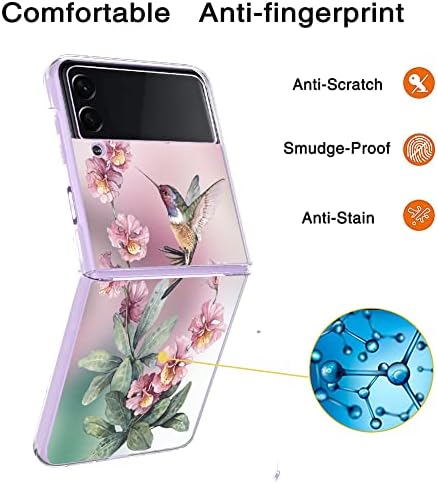 Bonoma kompatibilan sa Samsung Galaxy Z Flip 4 5G Clear Case Pink Hummingbird, poboljšana zaštita uglova