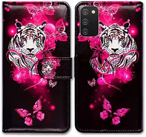 Bcov Galaxy A03s Case, Samsung A03s Case, White Tiger Butterfly Leather Flip phone Case Wallet Cover sa