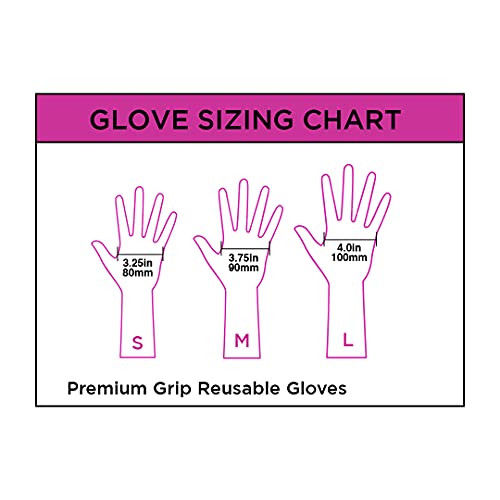 Colortrak Premium Grip rukavice za višekratnu upotrebu, 4 para , lateks bez pudera, izdržljiv i hemijski otporan, teksturiran za bolje prianjanje, izuzetno duga manžetna, periva, crna, mala