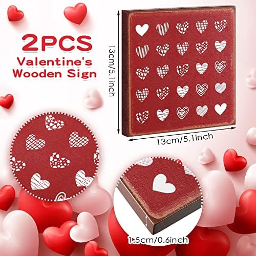 2 komada Valentinovo Dan Love Decor Drvena kutija Znak Srca Gnome Znakovi zaljubljenih Drvena tablica Rustikalni