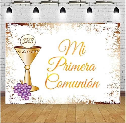Holy Communion Party Pozadina Fotografija Mi Primera Comunion Ljubičasto Grožđe Pozadina God Bless Decor