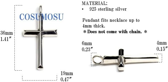 COSUMOSU Cross 925 srebrni privjesak za ogrlicu za muškarce i žene