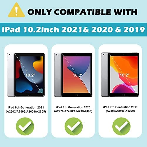 Topsky iPad 9. generacijski slučaj 2021, iPad 8. / 7. generacijski slučaj 2020/2019, iPad 10.2 Slučaj sa držačem olovke i Kickstand, 3 u 1 teškim pogodnim zaštitnim zaštitnim zaštitnim poklopcem, crna