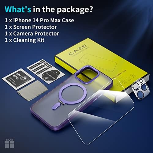 Facweek za iphone 14 pro magnetni magnetni udarac, kompatibilan sa magsafe sa zaštitnikom zaslona + zaštitnik kamere za iPhone 14 pro max futrole 6,7 u