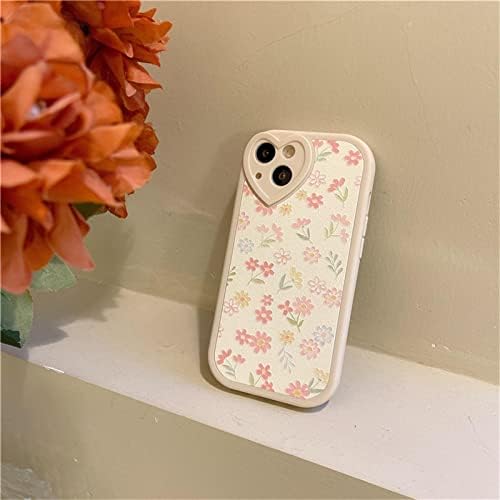 Jednođenije kompatibilno za iPhone 13 futrola sa slatkim cvjetovima cvjetni uzorak za žene djevojke mekani silikon ljubavna futrola za iPhone 13 [ne fit iphone 13 pro] -White